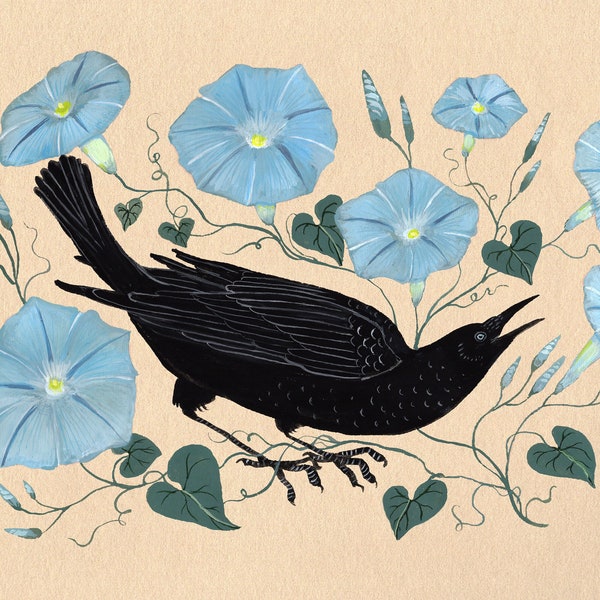 Morning Glory Crow - Print