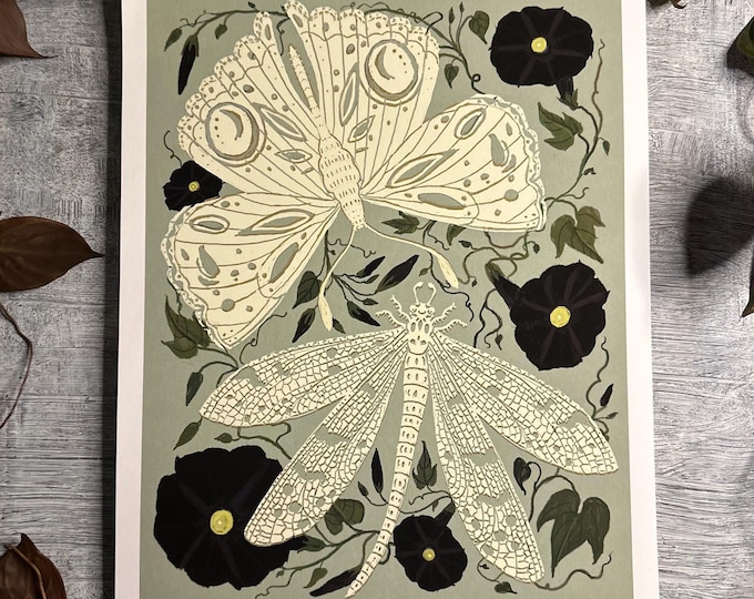 Butterfly and Dragonfly - Print