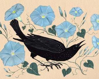 Morning Glory Crow - Print