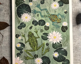 Frogs in the Lily Pond - Print