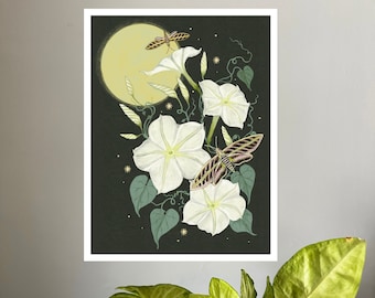 Moonflowers with Sphinx Moths - Print