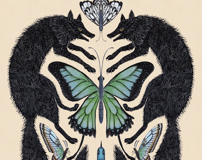 Wolves, Butterflies and Birds - Print