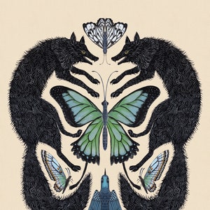 Wolves, Butterflies and Birds - Print