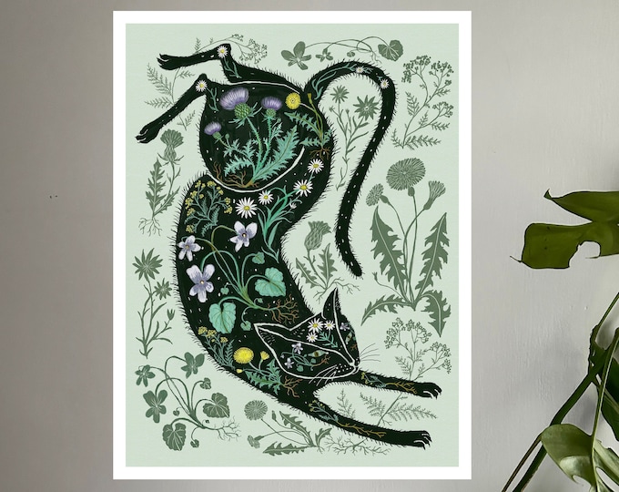 A Cat in the Wildflowers - Print