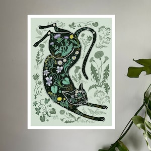 A Cat in the Wildflowers - Print