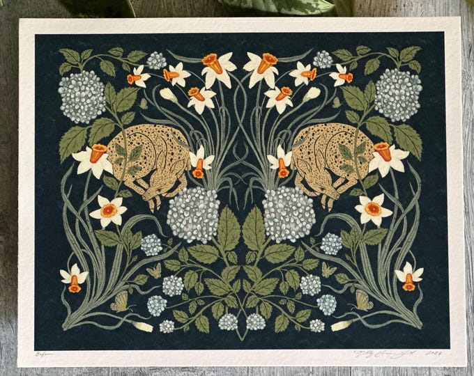 Before - Botanical Fawn Art - Art Print