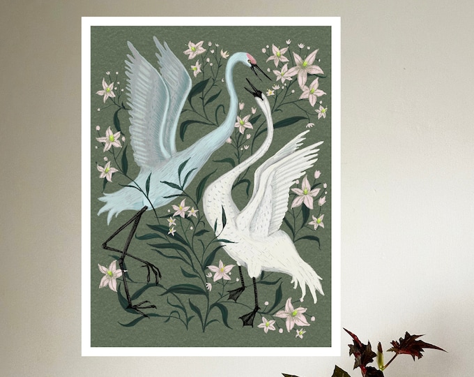 Swan and Crane - Print