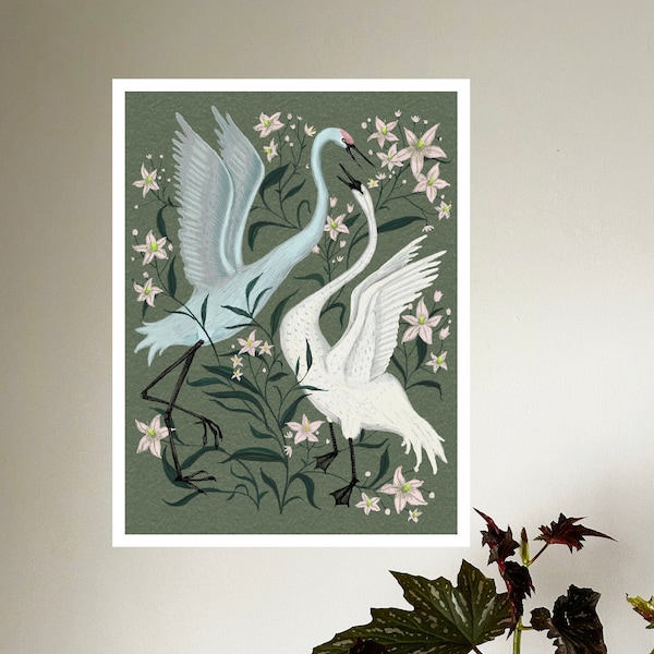 Swan and Crane - Print