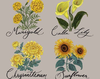 Yellow Flowers Botanical - Print