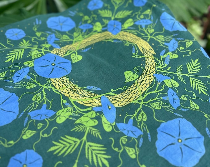 Ouroboros Botanical Bandana + 4x4 Sticker - Illustrated Artist Bundle