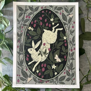 Raspberry Rabbit - Kaninchen Kunstdruck
