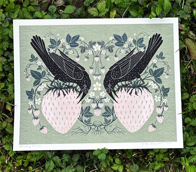 Strawberry Crows Print image 2