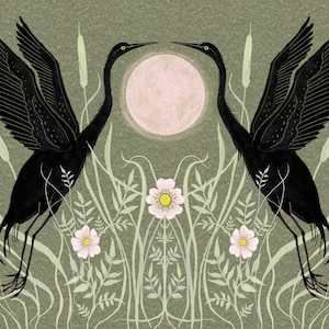 Pink Egret Moon - Print