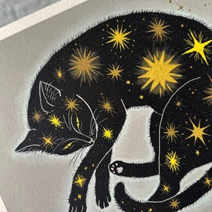 A Cat so dark as Night - Katzenkunst - Kunstdruck
