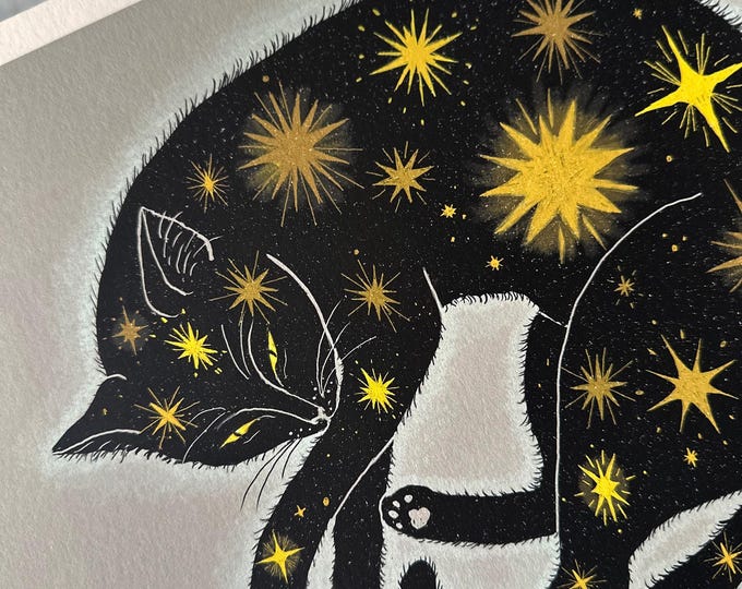 A Cat as Dark as Night - Cat Art - Art Print