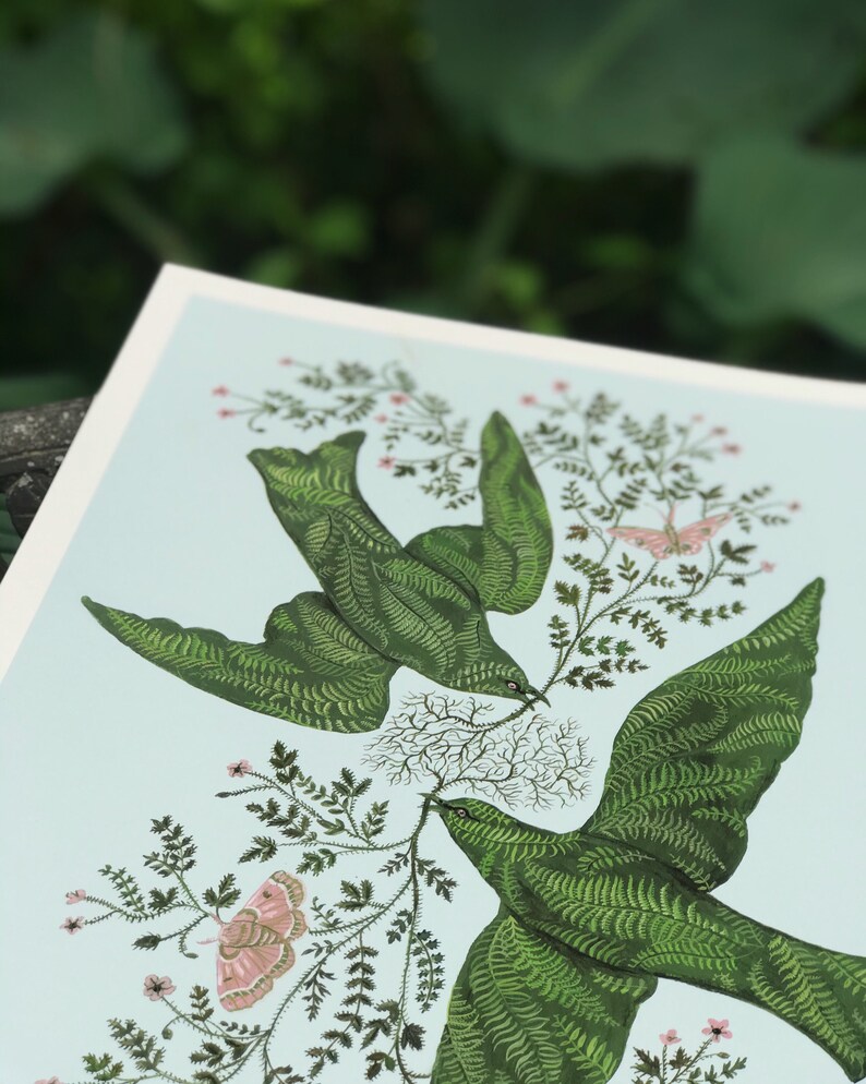 Bird and Fern Print Bird and Fern Print