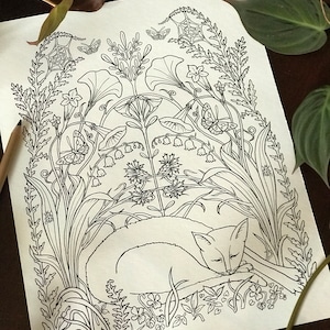 Cats in the Garden Coloring Page - Asleep in the Garden - Digital Download