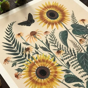 Sunflower and Ferns Print image 3