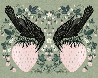 Strawberry Crows - Print