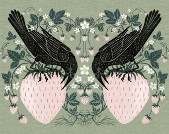 Strawberry Crows - Print