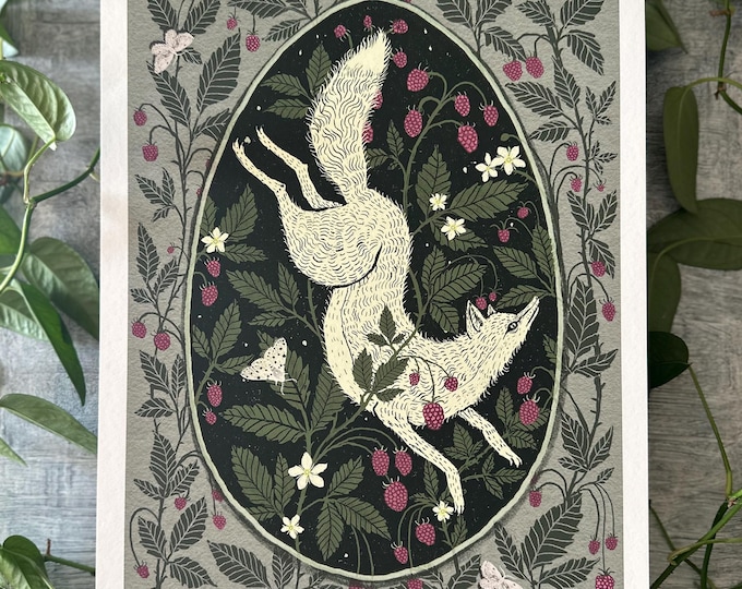 Raspberry Fox - Fox Art Print