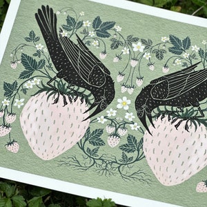 Strawberry Crows Print image 3