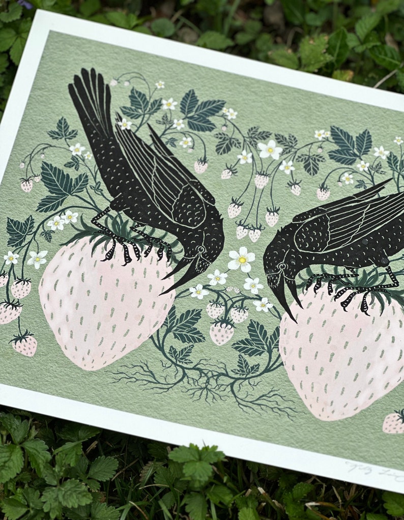 Strawberry Crows Print image 3