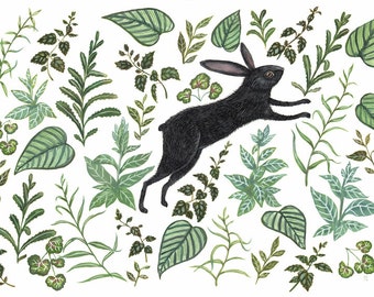 Hare in Foliage - Print