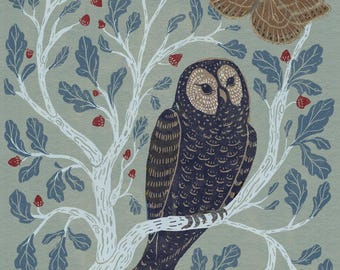 Hibou dans un chêne - Impression artistique