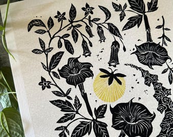 Glow - Black on Cream - Botanical Art - Art Print