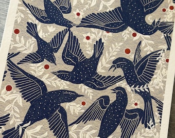Wings and Vines - Bird Art - Print