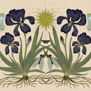 Iris with Cicadas and Moths - Print