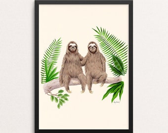We Belong - Nothing But Hugs print - Sloths - Hugging - Gallery Wall - Animal Art - Friendship - Ryan Berkley - Kids Room Decor