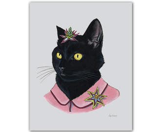 Black Cat Lady print 11x14