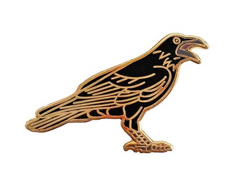 Enamel Pin - Crow - Nature Pin - Natural Values - Ryan Berkley Illustration - Pin  - Stocking Stuffer - Woodland Theme - Cloisonne
