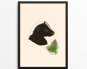 Skunk / Skunk Weed - Naked Animals print - Nature Art - Gallery Wall - Ryan Berkley - 420