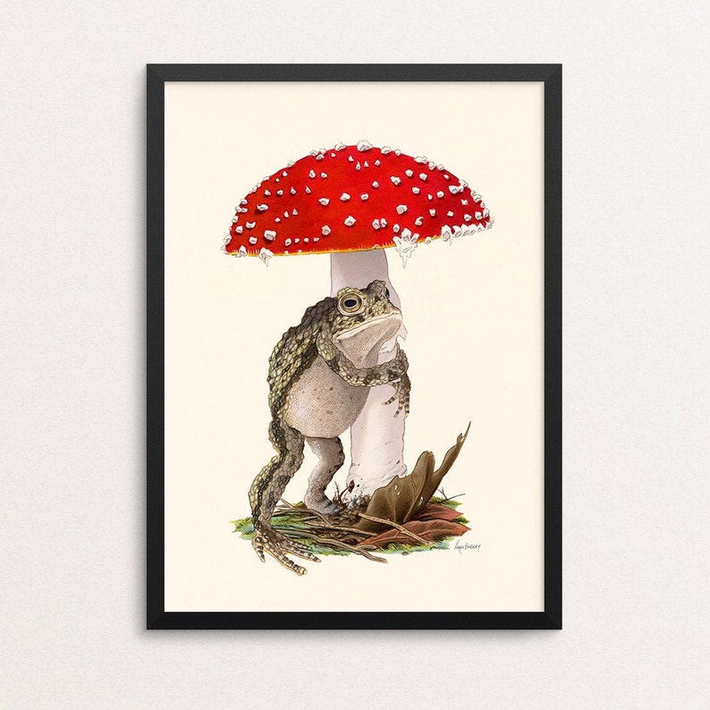 Embrace This Place Nothing But Hugs print Toad Mushroom Gallery Wall Animal Art Friendship Woodland Nursery Kids Room image 1