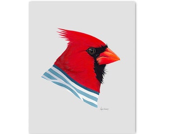 Cardinal - Bird art - bird art print - gallery wall art - bird artwork - modern decor - animal artwork - Ryan Berkley - 5x7