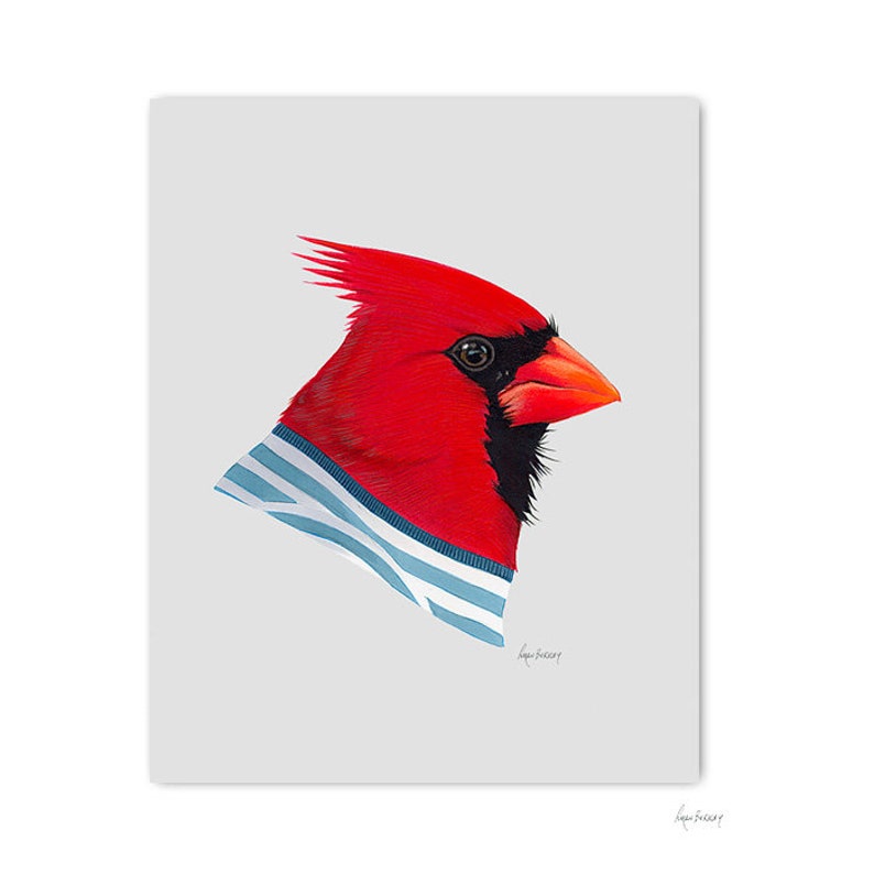 Cardinal Bird art bird art print gallery wall art bird artwork modern decor animal artwork Ryan Berkley 5x7 image 1