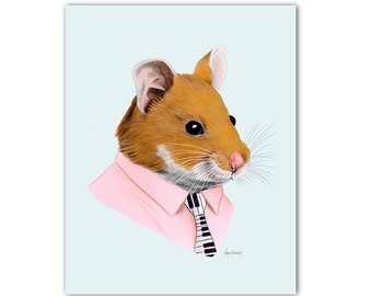 Hamster art print - Animals in Clothes - Animal Art - Pet Portrait -  Ryan Berkley Illustration