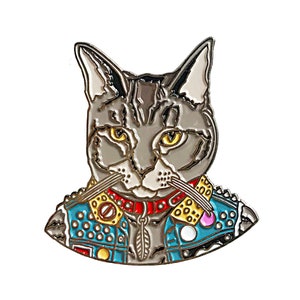Enamel Pin - Punk Rock Cat - Ryan Berkley Illustration - Tabby