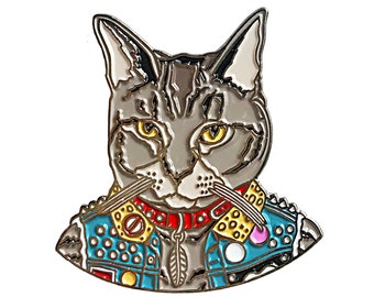 Enamel Pin - Punk Rock Cat - Ryan Berkley Illustration - Tabby