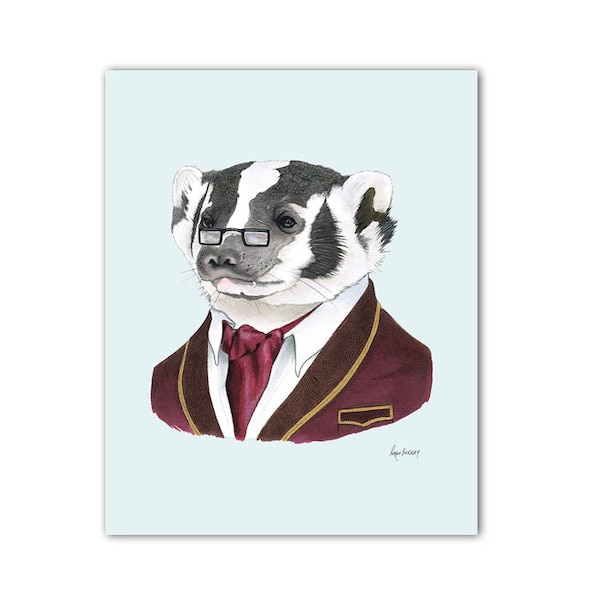 Badger art print 5x7