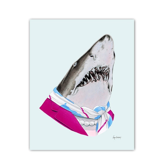 Sand Tiger Shark Art Print Animals in Clothes Animal Art - Etsy Denmark Sand Tiger Shark Art Print Animals in Clothes Animal Art - Etsy Denmark