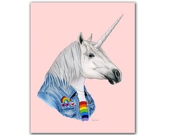 Unicorn art print - Animal art - Nursery art - Nursery decor - Children's art - Unicorn Wall Art - Unicorn Party - Ryan Berkley 8x10
