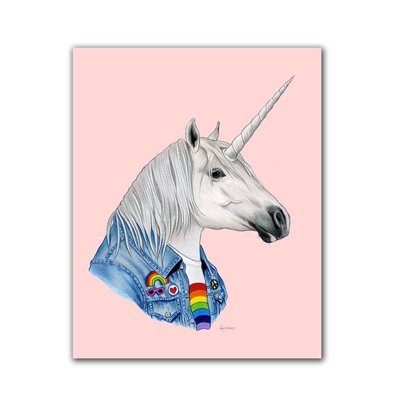 Unicorn art print - Animal art - Nursery art - Nursery decor - Children's art - Unicorn Wall Art - Unicorn Party - Ryan Berkley 8x10