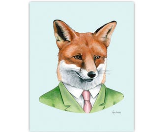 Impresión artística de zorro rojo de Ryan Berkley Illustration, 5 x 7
