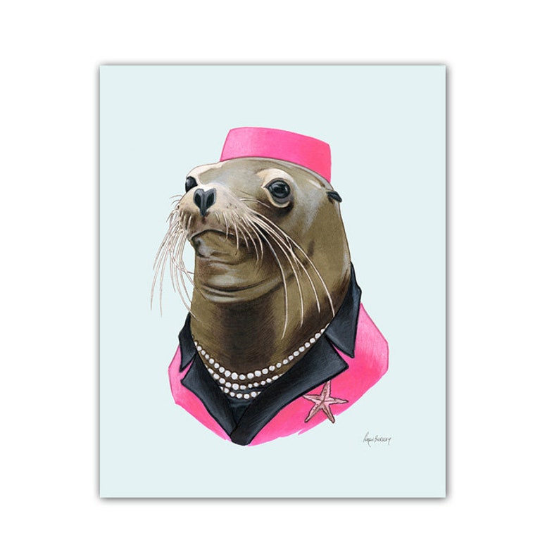 Sea Lion Lady art print 8x10 image 1