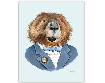 Beaver art print 8x10