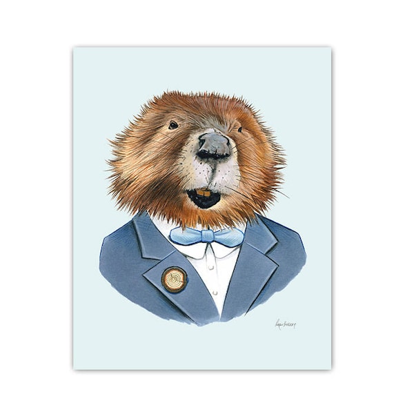 Beaver art print 8x10